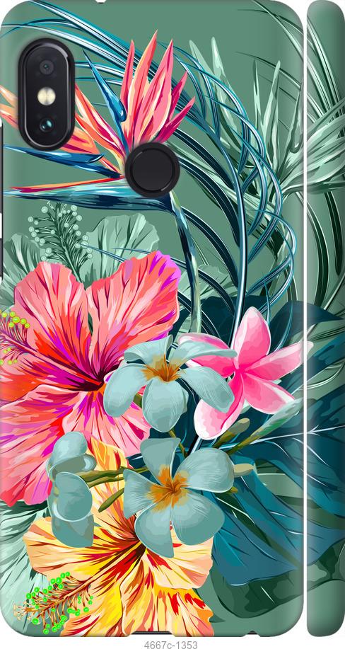 Чехол на Xiaomi Redmi Note 5 Тропические цветы v1