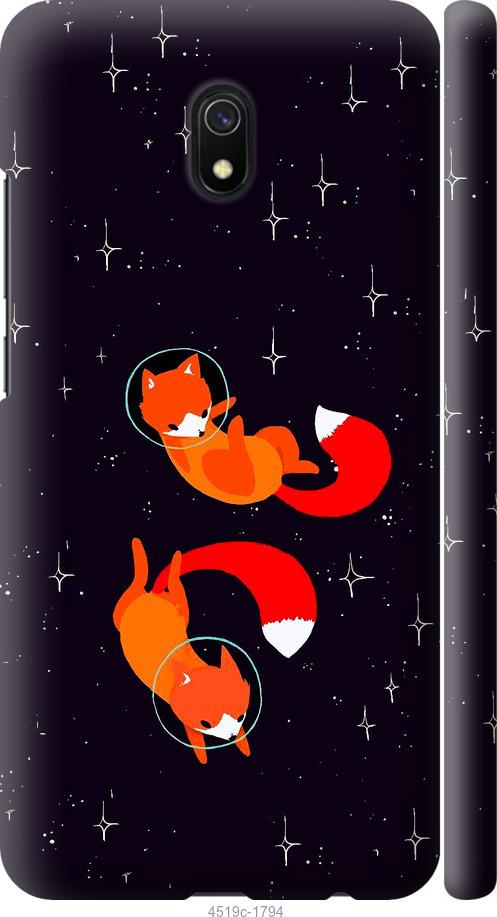 Чехол на Xiaomi Redmi 8A Лисички в космосе
