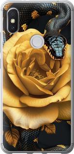 Чехол на Xiaomi Redmi S2 Black snake and golden rose