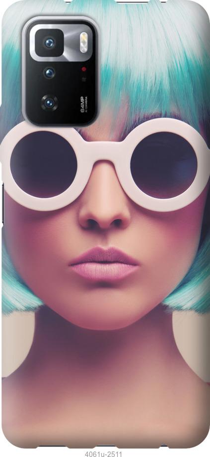 Чехол на Xiaomi Poco X3 GT Синеволосая девушка в очках