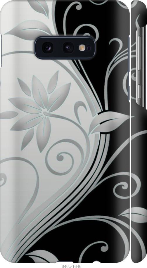 Чехол на Samsung Galaxy S10e Цветы на чёрно-белом фоне