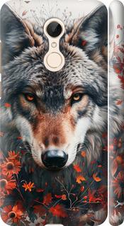 Чехол на Xiaomi Redmi 5 Wolf and flowers