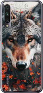 Чехол на Xiaomi Mi A3 Wolf and flowers