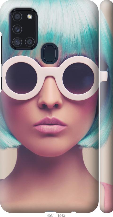 Чехол на Samsung Galaxy A21s A217F Синеволосая девушка в очках