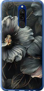 Чехол на Xiaomi Redmi 8 Черные цветы