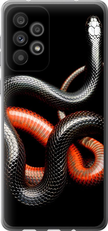 Чехол на Samsung Galaxy A73 A736B Красно-черная змея на черном фоне