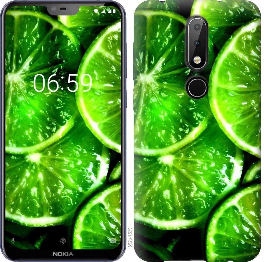 Чехол на Nokia 6.1 Plus Зелёные дольки лимона