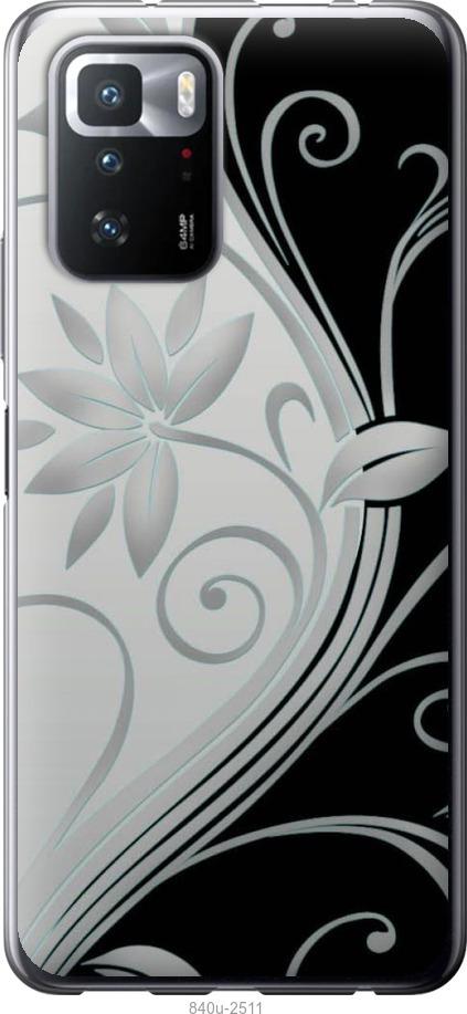 Чехол на Xiaomi Poco X3 GT Цветы на чёрно-белом фоне