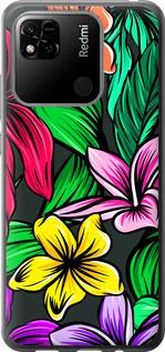 Чехол на Xiaomi Redmi 10A Тропические цветы 1