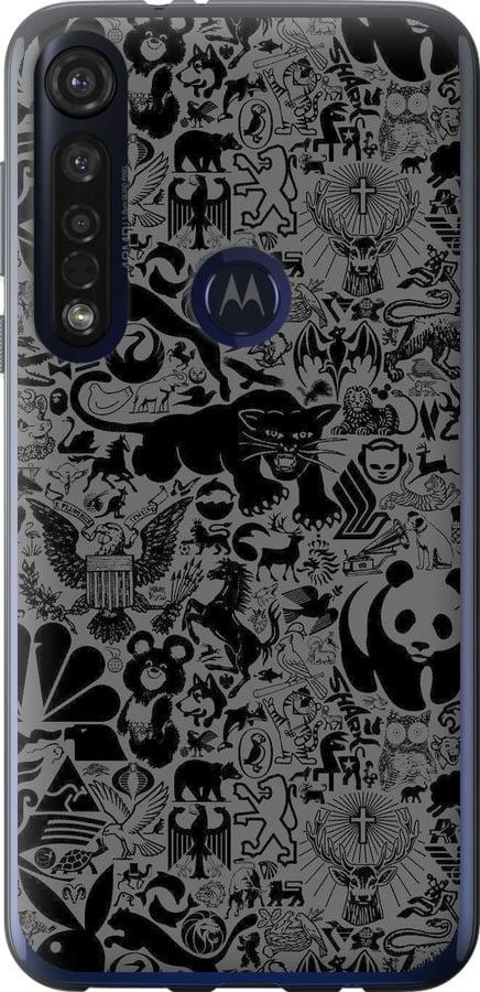 Чехол на Motorola G8 Plus Чёрно-серый стикер бомбинг