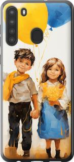 Чехол на Samsung Galaxy A21 Дети с шариками