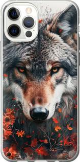 Чехол на iPhone 12 Pro Wolf and flowers