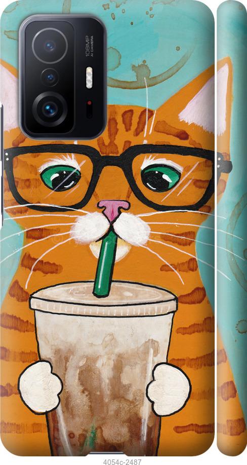 Чехол на Xiaomi 11T Зеленоглазый кот в очках