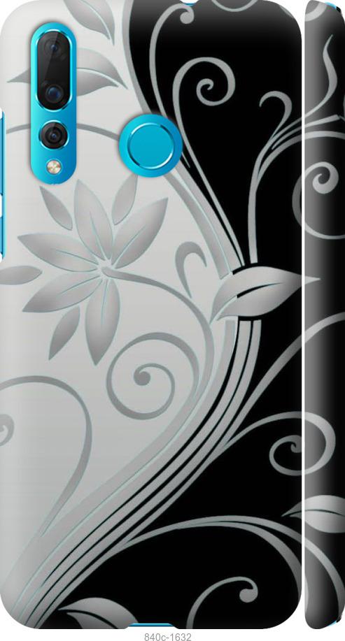 Чехол на Huawei Nova 4 Цветы на чёрно-белом фоне