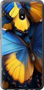 Чехол на Xiaomi Redmi 8A Желто-голубые бабочки