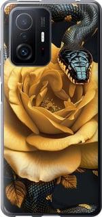 Чехол на Xiaomi 11T Black snake and golden rose