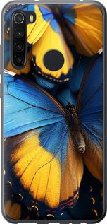 Чехол на Xiaomi Redmi Note 8 Желто-голубые бабочки
