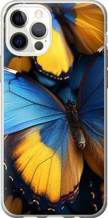 Чехол на iPhone 12 Желто-голубые бабочки