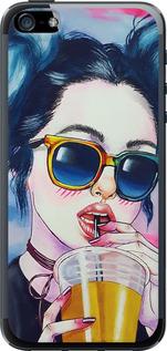 Чехол на iPhone SE Арт-девушка в очках