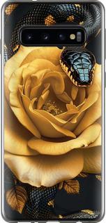 Чехол на Samsung Galaxy S10 Black snake and golden rose