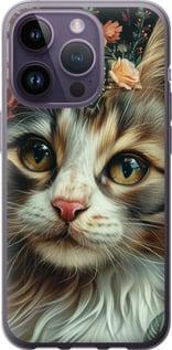 Чехол на iPhone 14 Pro Cats and flowers