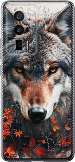 Чехол на Xiaomi Poco F5 Pro 5G Wolf and flowers