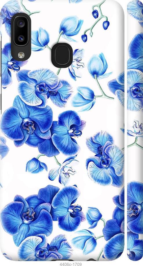 Чехол на Samsung Galaxy A20e A202F Голубые орхидеи