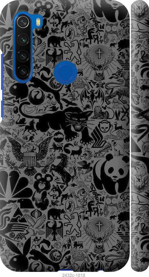 Чехол на Xiaomi Redmi Note 8T Чёрно-серый стикер бомбинг