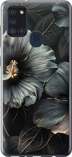 Чехол на Samsung Galaxy A21s A217F Черные цветы
