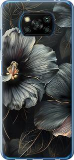 Чехол на Xiaomi Poco X3 Черные цветы