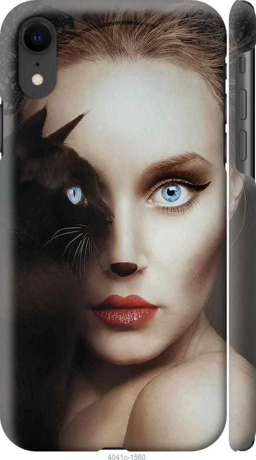 Чехол на iPhone XR Взгляд женщины и кошки