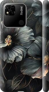 Чехол на Xiaomi Redmi 10A Черные цветы