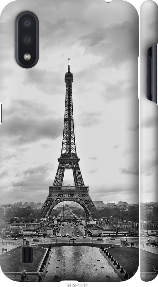 Чехол на Samsung Galaxy A01 A015F Чёрно-белая Эйфелева башня