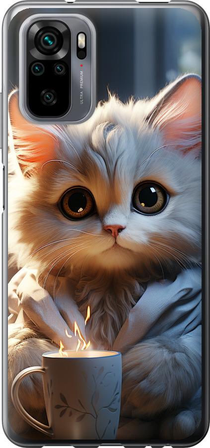 Чехол на Xiaomi Redmi Note 10 White cat