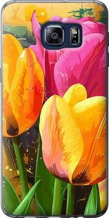 Чехол на Samsung Galaxy S6 Edge Plus G928 Нарисованные тюльпаны