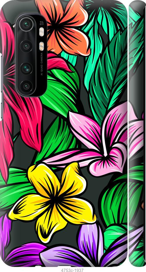 Чехол на Xiaomi Mi Note 10 Lite Тропические цветы 1