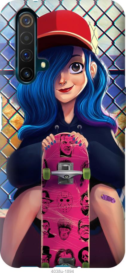 Чехол на Realme X50 Прикольная девочка со скейтбордом