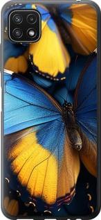 Чехол на Samsung Galaxy A22 5G A226B Желто-голубые бабочки