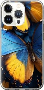 Чехол на iPhone 13 Pro Желто-голубые бабочки