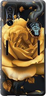 Чехол на Xiaomi Poco F4 GT Black snake and golden rose