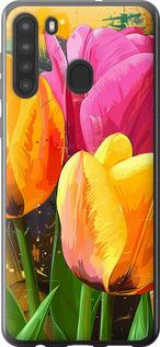 Чехол на Samsung Galaxy A21 Нарисованные тюльпаны
