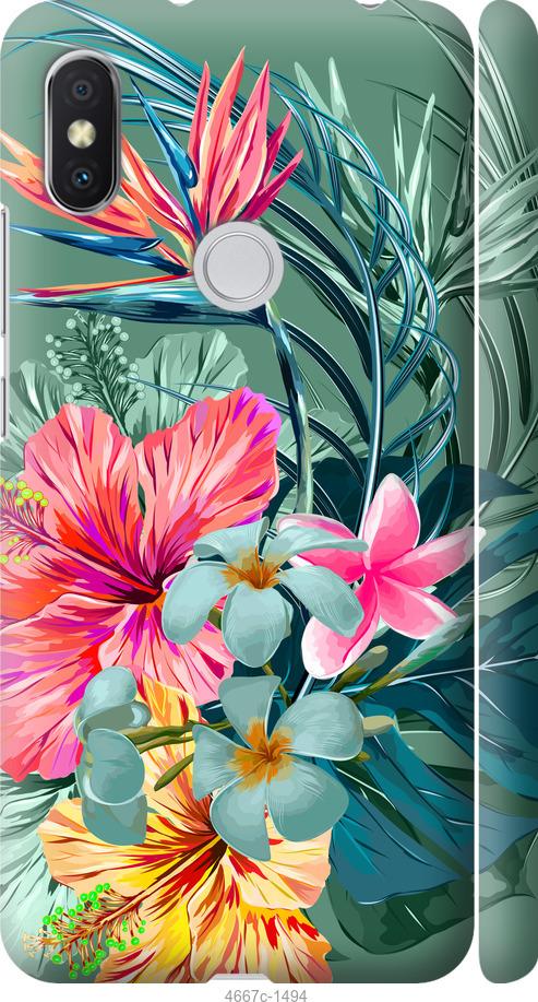 Чехол на Xiaomi Redmi S2 Тропические цветы v1