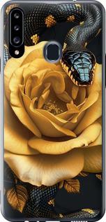 Чехол на Samsung Galaxy A20s A207F Black snake and golden rose