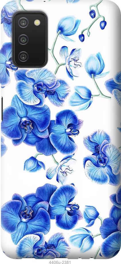 Чехол на Samsung Galaxy A03s A037F Голубые орхидеи