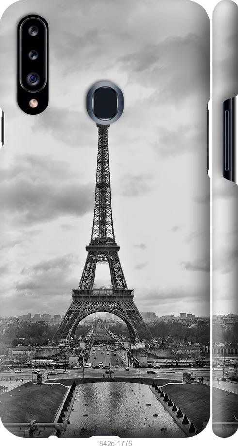 Чехол на Samsung Galaxy A20s A207F Чёрно-белая Эйфелева башня