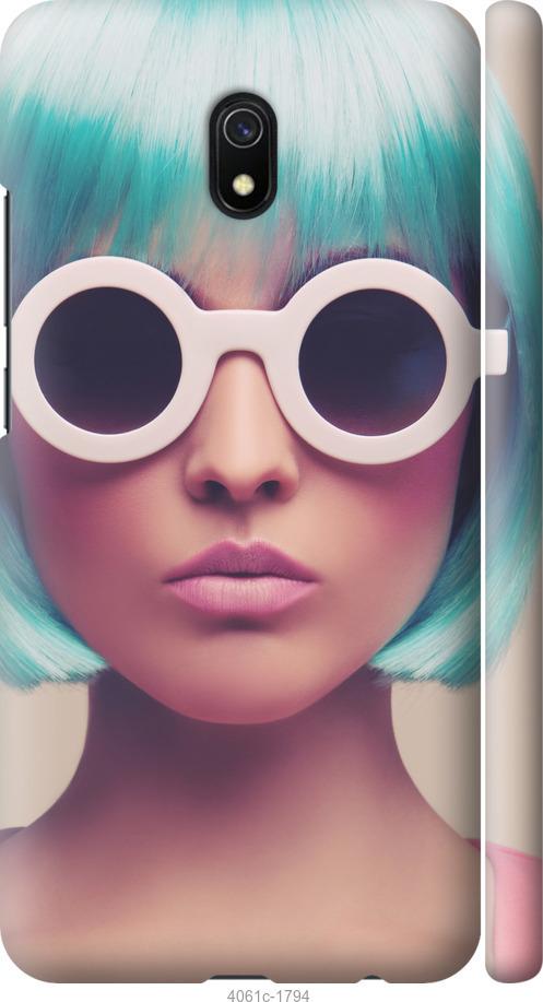 Чехол на Xiaomi Redmi 8A Синеволосая девушка в очках