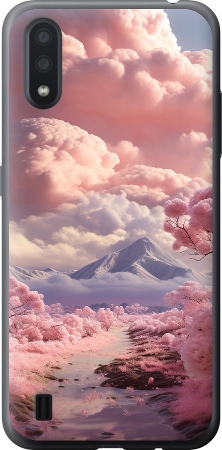 Чехол на Samsung Galaxy A01 A015F Розовые облака