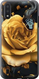 Чехол на Samsung Galaxy A01 A015F Black snake and golden rose