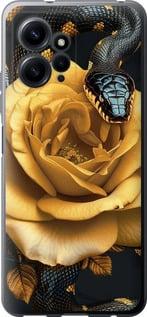 Чехол на Xiaomi Redmi Note 12 4G Black snake and golden rose