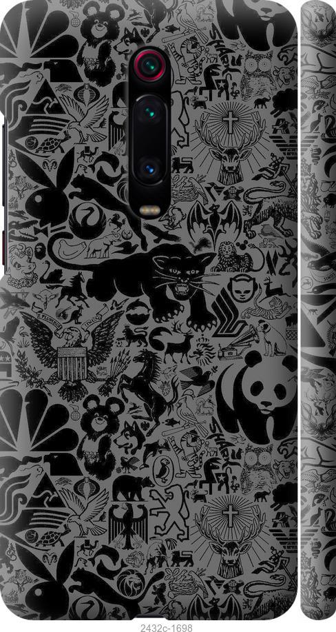 Чехол на Xiaomi Mi 9T Чёрно-серый стикер бомбинг